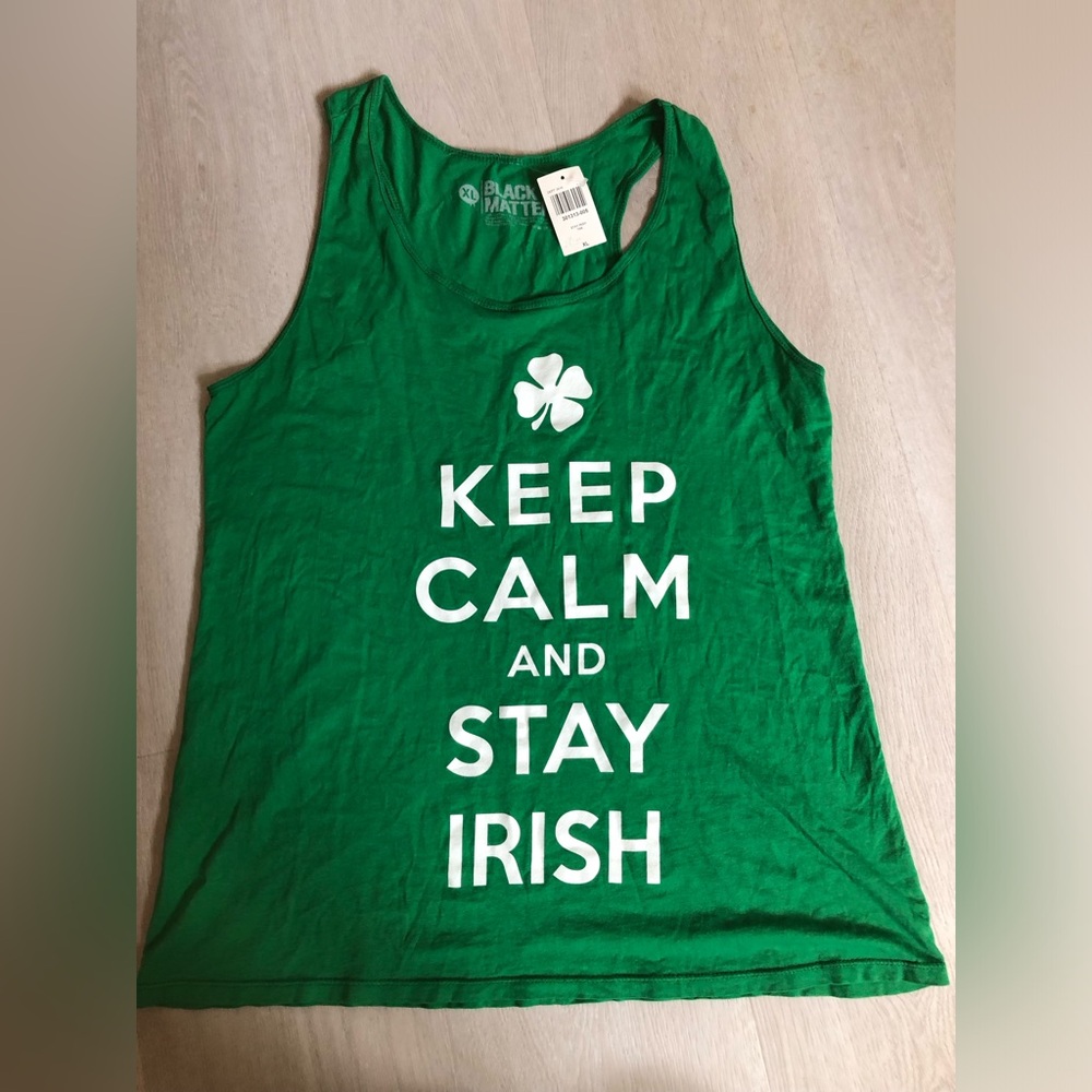 Keep Calm and Stay Irish Green Tank Top HOT TOPIC XL NEW WITH TAG